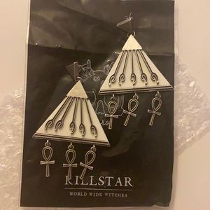 Killstar pyramid with flames and ankhs earrings